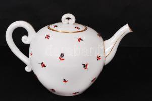 Herendi teás kiöntő, kézzel festett, jelzett (koronás), hibátlan, m:13 cm, h:22 cm