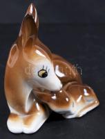 Német őzike a gidájával, kézzel festett, jelzett, hibátlan, m:11 cm, h:11 cm