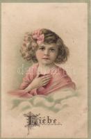 3 db RÉGI dombornyomott, vallás motívumú, litho művészlap, Isteni erények (hit, remény, szeretet) / ...