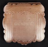 Ezüst pudrié, jelzett (900-as), eredeti tükörrel, gazdagon díszített, bruttó:92 g, 7,5×7,5 cm