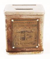 "Magyar Jelzálog Hitelbank" fém persely, 9x6x10 cm