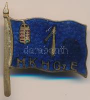 Osztrák-Magyar Monarchia ~1915. "Magyar Királyi 1. Honvéd Gyalogezred" zománcozott bronz zászlójelvény. Szign.: Arkanzas Budapest (27x19mm) T:2  Austro-Hungarian Monarchy ~1915. "1 M.K.H.Gy.E. (First Hungarian Royal Honved Infantry Regiment)", enamelled flag shaped cap badge. Sign: Arkanzas Budapest (27x19mm) C:XF