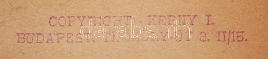 1930 Kerny István (1879-1963): Bárkák a Tiszán, vintage alkotás, kasírozva, pecséttel jelzett /
Bark...