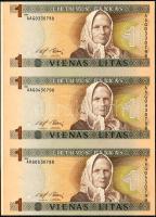 Litvánia 1994. 1L vágatlan 3-as ívben T:I Lithuania 1994. 1 Litas uncut sheet of 3 C:UNC Krause-Pick 53.
