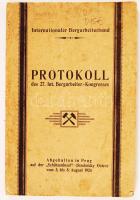 1924 Prága, Protokoll des 27. Int. Bergarbeiter-Kongresses, Internationaler Bergarbeiterbund (bányászkongresszus jegyzőkönyve), 144p