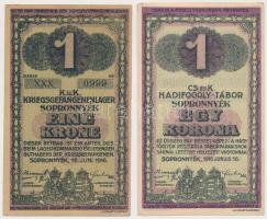 Sopronnyék / hadifogolytábor 1916. június 16. 1K (2xklf) arab sorozat-és sorszámmal + római sorozat és arab sorszámmal T:II,II-