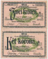 Nagymegyer / hadifogolytábor 1916. július 1. 2K (2x) "MS" arab sorozat- és sorszámmal, sorszámkövetők T:I