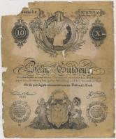 1841. 10G "Privilegirte Oesterreichische Natonal Bank" korabeli hamisítvány vízjeles papíron, hátoldalán "Lapújtő 1845" T:IV/V (ragasztott) Austrian Empire 10 Gulden "Privilegirte Oesterreichische Natonal Bank" old fake banknote with watermark, on the back "Lapújtő 1845" C:G/Pr (sticked) Adamo G72c
