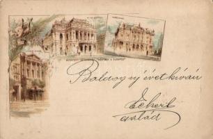 1899 Budapest, Operaház, Népszínház, Nemzeti Színház, litho (fa)