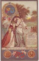 Kossuth Lajos halála, dombornyomott litho emlék-képeslap, hátoldalon Suchard reklámmal