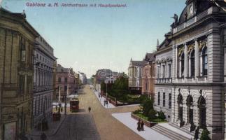 Jablonec, Gablonz; Reichsstrasse, Hauptpostamt / post office (EB)