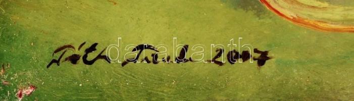 Tóth Tünde (1970-): Szőlőfürtök borospohárral. Olaj, farost, jelzett, 18×24 cm