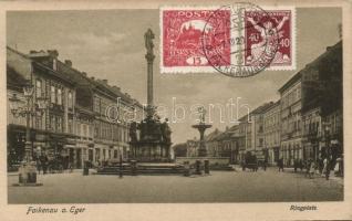 Sokolov, Falkenau an der Eger; Ringplatz / square, statues