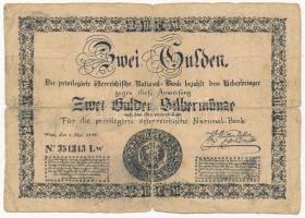 1848.05.01. 2G "Privilegirte Oesterreichische National Bank" korabeli hamisítvány T:IV Austrian Empire 1848.05.01. 2 Gulden "Privilegirte Oesterreichische National Bank" old fake banknote C:G