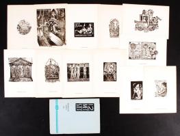 1962 12 metszet magyar grafikusoktól, benne: Gross Arnold, Menyhárt József, Bordás Ferenc, Gácsi Mihály, Drahos István, Varga Gyula, Varga Nándor Lajos, Fery Antal, Trojan Marian József, Diskay István, Strebencz Károly, Stettner Béla. Sorszámozott 135/500
