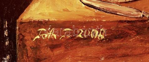 Tóth Tünde (1970-): Asztali csendélet. Olaj, farost, jelzett, 10×15 cm