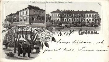 Győr, Állami Tanítóképző Intézet, floral litho (kis szakadás / small tear)