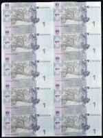 Ukrajna 2004. 1H egybefüggő 10-es ív T:II,II- kis beszakadás
Ukraine 2004. 1 Hryvnia uncut sheet of ...