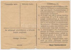1946. 100.000AP nem kamatozó Pénztárjegy "Másra Át Nem Ruházható" T:III-