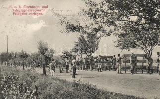 K.u.K. Eisenbahn- und Telegraphenregiment. Feldbahn vorlegen / K.u.K. military, railroad construction