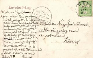 Páli, Drescher-féle nagyvendéglő, katolikus iskola, jegyzőlak, Varró ház; Art Nouveau, kiadja Dresch...