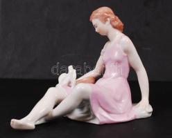 Drasche galambetető, kézzel festett, jelzett, hibátlan, m:12 cm, h:18 cm