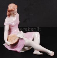 Drasche galambetető, kézzel festett, jelzett, hibátlan, m:12 cm, h:18 cm