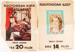 cca 1930 A Tolnai Világlapja legfrissebb számait hirdető 3 db plakát újságárus bódékra 31x45 cm