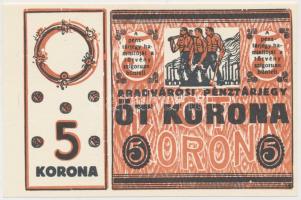 Arad 1919. 5K "Aradvárosi Pénztárjegy" T:I