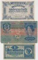 1913-1946. 7db többféle korona és pengő bankjegy T:vegyes