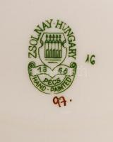 Zsolnay pillangó mintás szószos tál, kézzel festett, jelzett, hibátlan, h:22,5 cm, m:8 cm