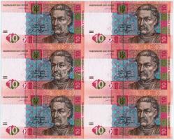 Ukrajna 2004. 10H egybefüggő 6-os ív T:I- Ukraine 2004. 10 Hryven uncut sheet of 6 C:AU Krause-Pick 119.