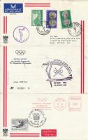 1964 Légi nyomtatvány az Innsbruck-i téli olimpiára többféle alkalmi bélyegzéssel / airmail printed matter from Greece to Innsbruck