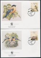 WWF: Madarak sor négyescsíkban + 4 db FDC WWF: Birds set in stripes of 4 + 4 FDC