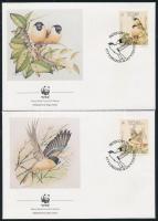 WWF: Madarak sor négyescsíkban + 4 db FDC WWF: Birds set in stripes of 4 + 4 FDC