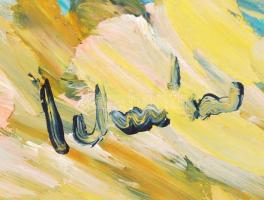 Schéner Mihály (1923-2009): Balaton. Olaj, farost, jelzett, keretben, 50×70 cm