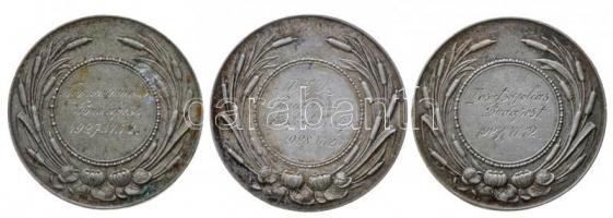 Berán Lajos (1882-1943) 1925. "Magyar Evezős Szövetség" 3db Ag díjérem hátlapon gravírozás...