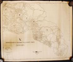 1942 Magyarország kiépített közutainak távolságmutató térképe a visszacsatolt Észak-Erdélyben. M. kir. államvasutak térképe 100x80 cm