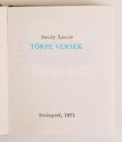 Bródy László: Törpe versek. Bp., 1971, Pátria. Minikönyv, 103. példány, kiadói műbőr kötés, újszerű ...