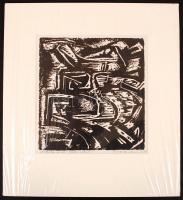 Swierkiewicz Róbert (1942-): Ember. Gipsz metszet, papír, jelzett, 22×20 cm