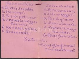 1906 Kézzel készített táncrend litho képpel