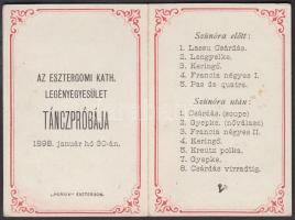 1898 Az Esztergomi Kath. Legényegyesület táncpróbája, táncrend