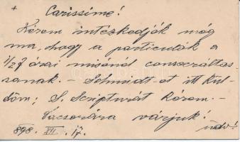 1898 Báró Gudenus Arthur főszentszéki jegyző saját kézzel írt üdvözlőkártyája