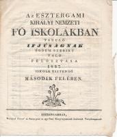 1837 Esztergom, Az Esztergomi Királyi Nemzeti Főiskola évkönyve, 6p