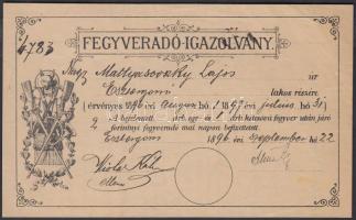 1896 Esztergom, Fegyveradó igazolvány