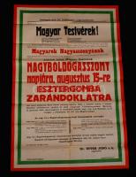 1941 Esztergom, A háborús viszontagságoktól való megmenekülésért felajánlott Nagyboldogasszony zarándoklatra hívó nagyméretű plakát