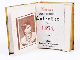 1871 Portre-monnaie Kalender - miniatűr kalendárium, naptár. Erzsébet királyné arcképével, réz borít...