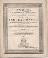 1829 Kassa, Andreas Mayer Syncharma című latin nyelvű műve, 10p