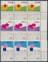 Greeting stamps set with tab in stripes of 3, Üdvözlő bélyegek tabos sor hármascsíkokban