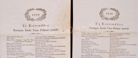 1839-1840 Esztergom, Esztergom Érseki Város Plébánia egyházközségi tagok névsora, 2 db